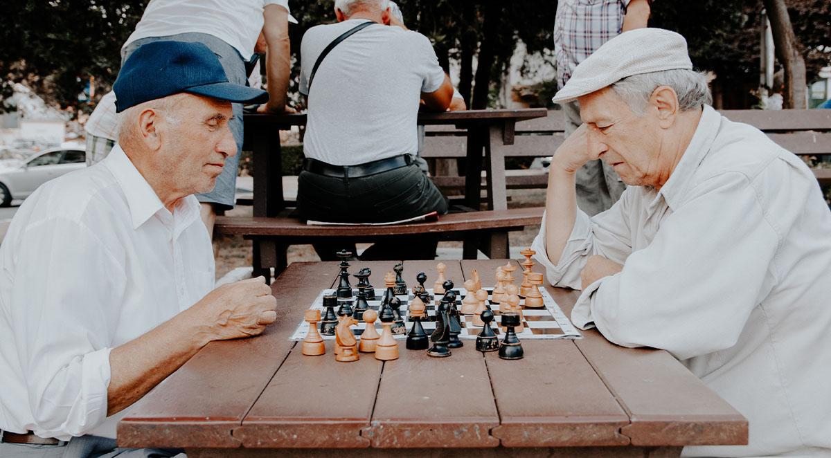 seniors playing chess